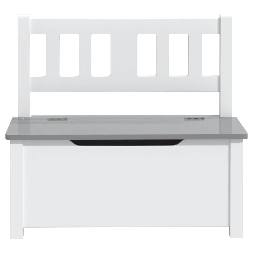 Banco de arrumação infantil 60x30x55 cm MDF branco e cinzento