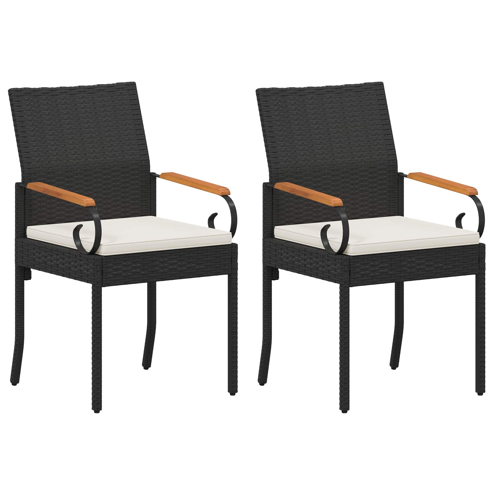 Cadeiras de jardim 2 unid. preto e branco creme