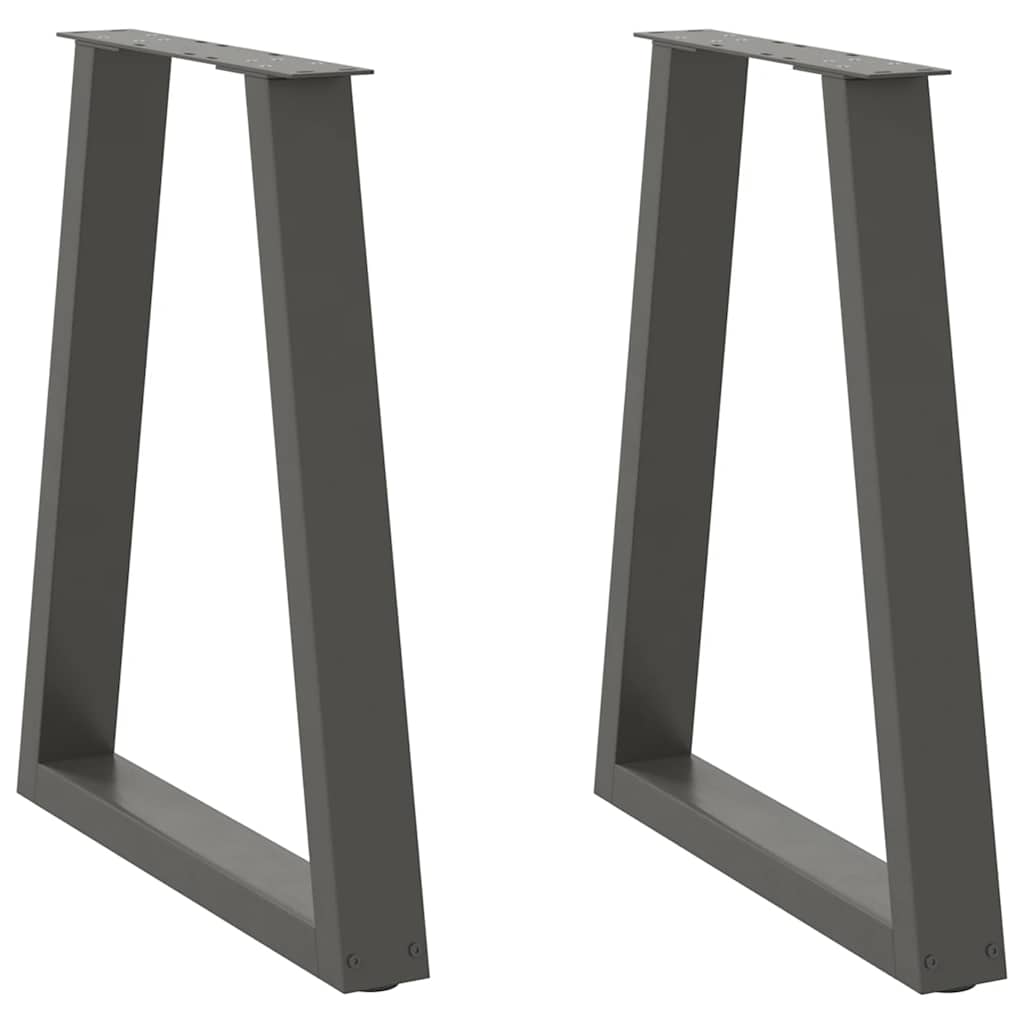 Pés para mesa de jantar em formato de v, 2 peças, antracite, 50x(72-73,3) cm, aço