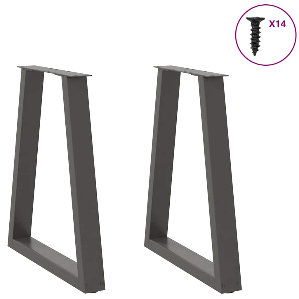 Pés para mesa de jantar em formato de v, 2 peças, antracite, 50x(72-73,3) cm, aço