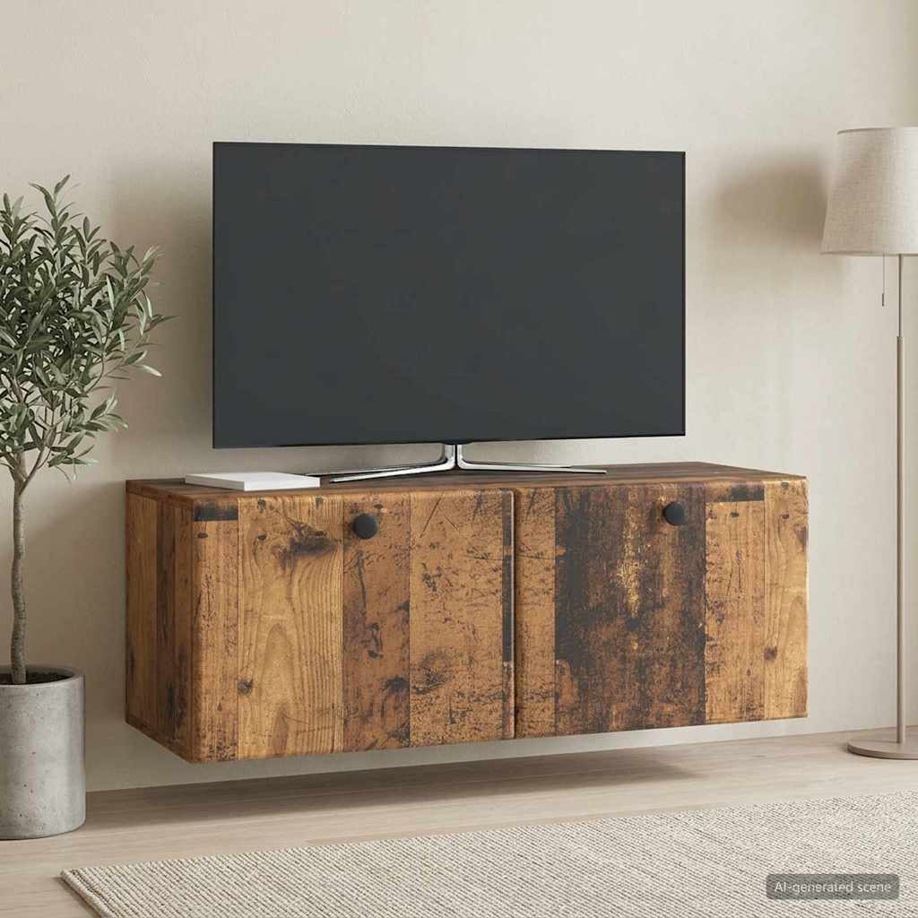 Gabinete de TV de parede 78,5 x 31 x 30 cm madeira antiga
