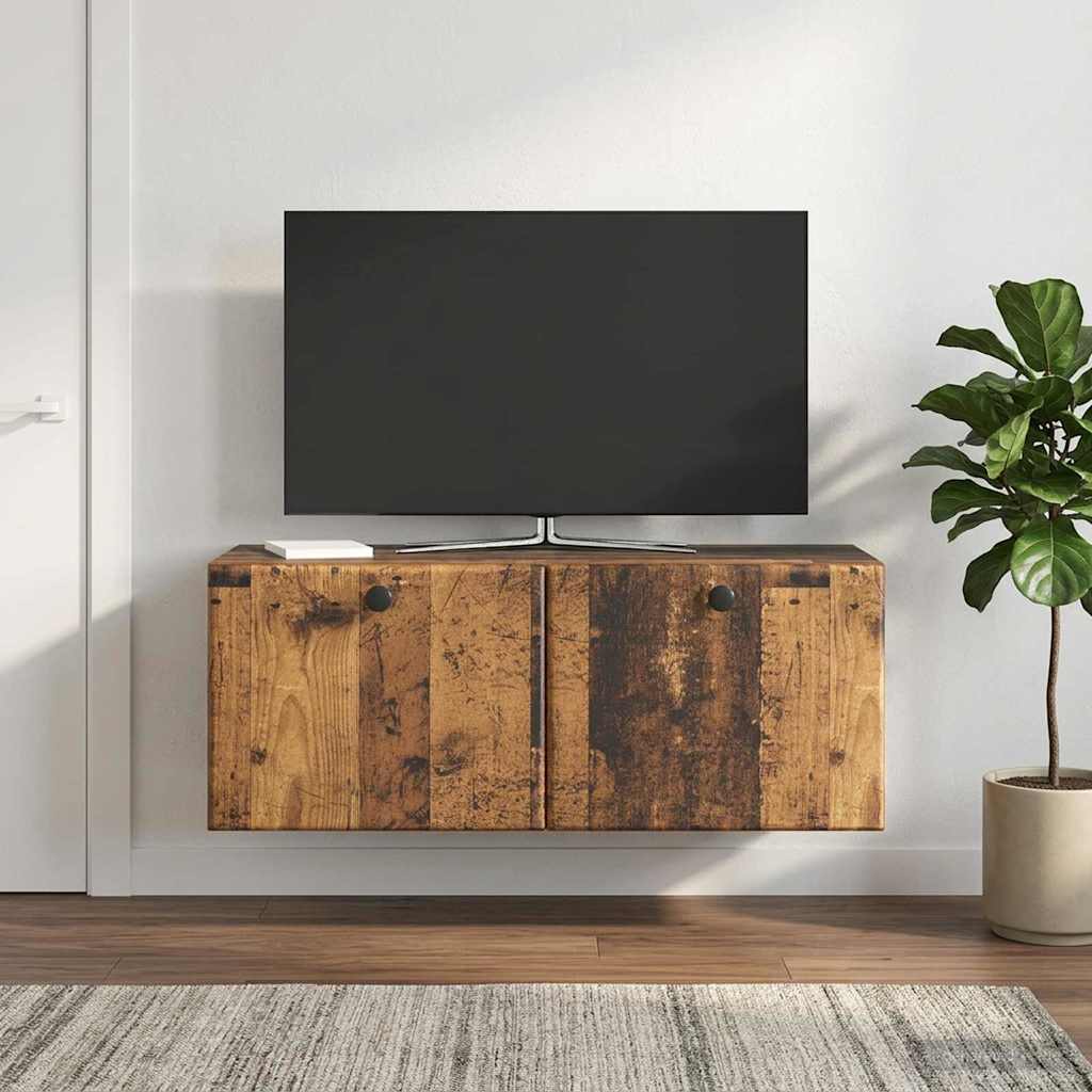 Gabinete de TV de parede 78,5 x 31 x 30 cm madeira antiga