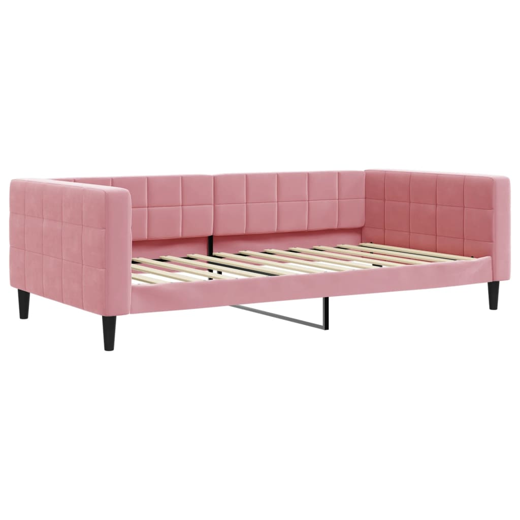 Sofá-cama com colchão 100x200 cm veludo rosa