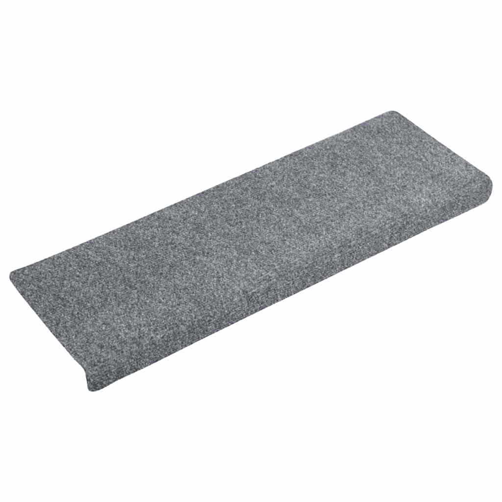 Tapetes de escada autoadesivos 15 peças 65x21x4 cm cinza claro com borda retangular