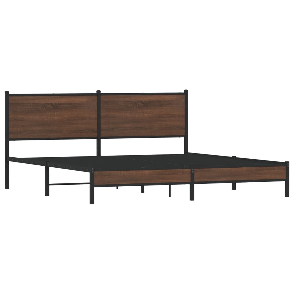 Estrutura cama sem colchão 160x200 cm metal carvalho castanho