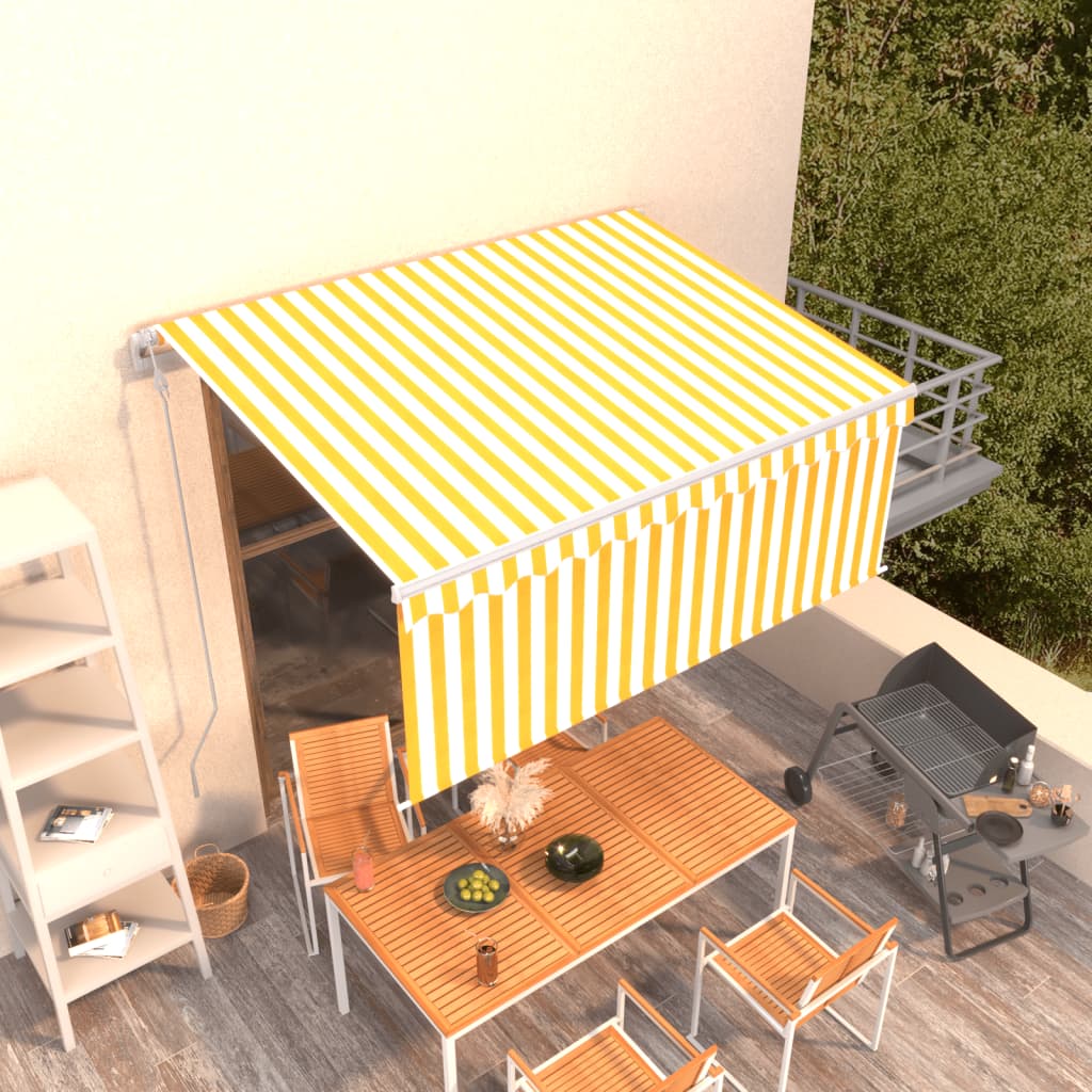 Toldo retrátil automático com estore 3x2,5 m amarelo e branco