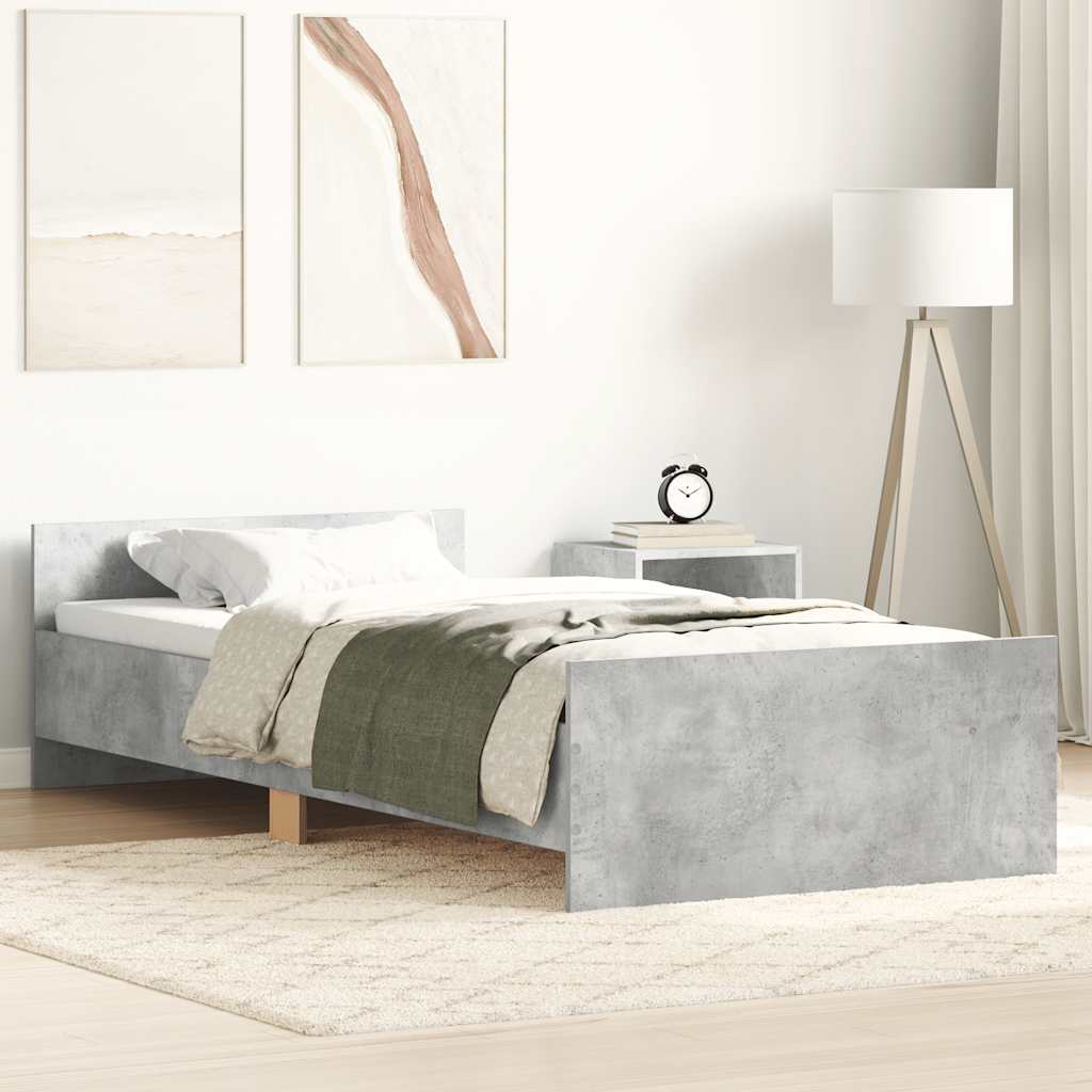 Estrutura de cama 100x200 cm derivados de madeira cinza sonoma
