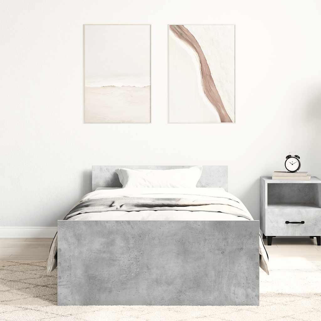 Estrutura de cama 100x200 cm derivados de madeira cinza sonoma