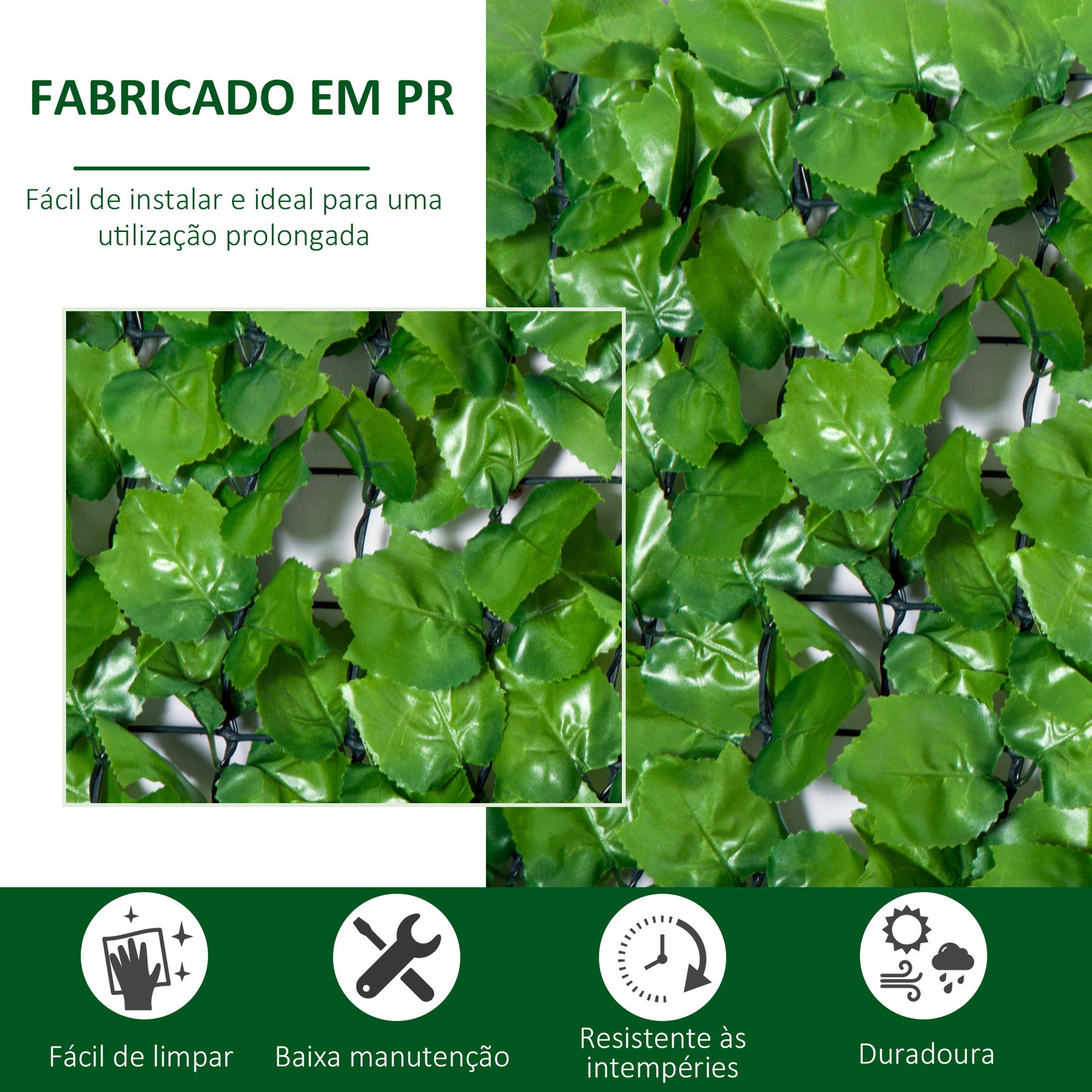 Vedação artificial em rolo 3m vedação de privacidade para balcão jardim exterior planta decorativa de parede PE verde