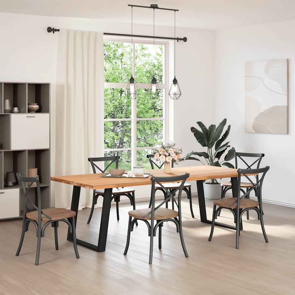 Pés de mesa de jantar em forma de u, 2 peças, preto, 70 x (72-73) cm, aço