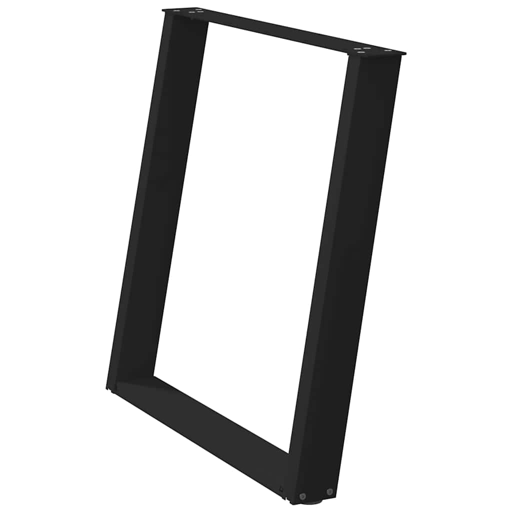 Pés de mesa de jantar em forma de u, 2 peças, preto, 70 x (72-73) cm, aço