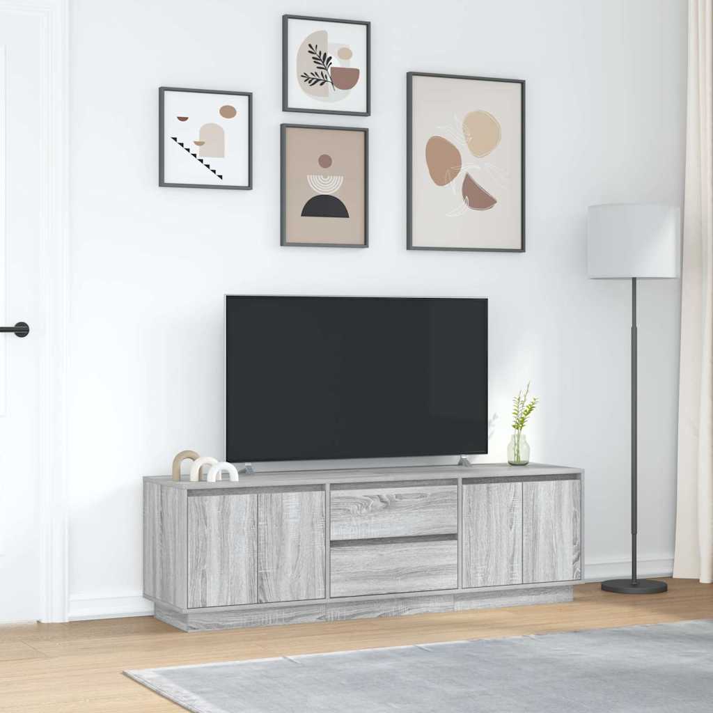 Móvel de TV com luzes LED 160,5x41x50 cm cinzento sonoma