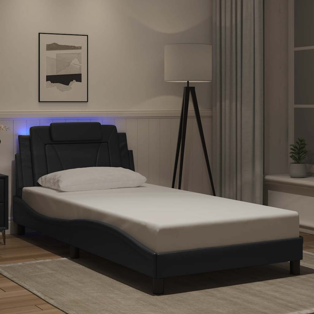 Estrutura de cama viana com LED sem colchão 100x200cm preto