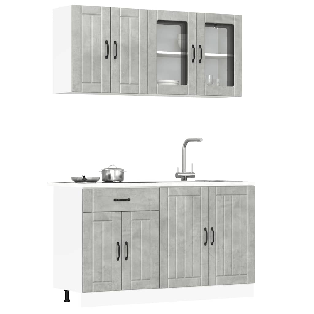 4 Peças armário de cozinha conjunto lucca concreto cinza
