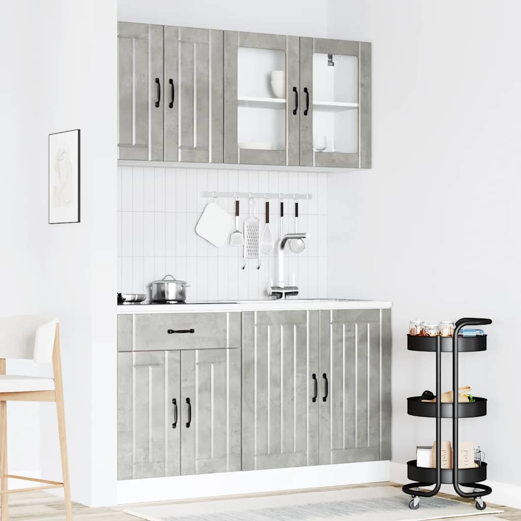4 Peças armário de cozinha conjunto lucca concreto cinza