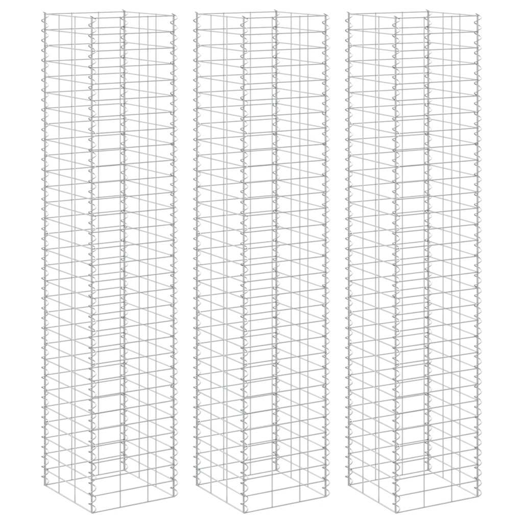 Canteiro/gabião elevado 3 pcs 30x30x200 cm ferro