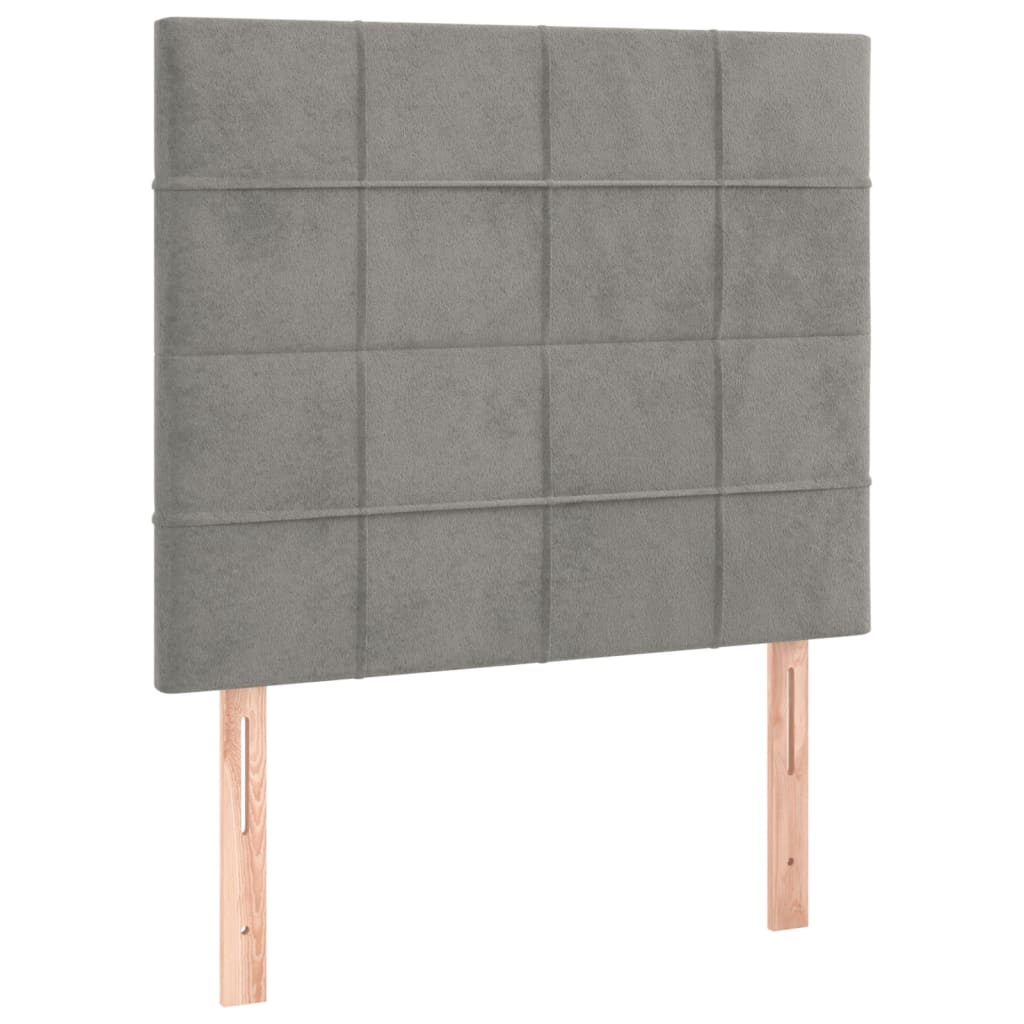 Cabeceira cama c/ luzes LED veludo 80x5x118/128cm cinza-claro