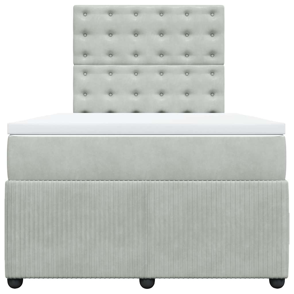 Cama boxspring c/ colchão 120x200 cm veludo cinzento-claro