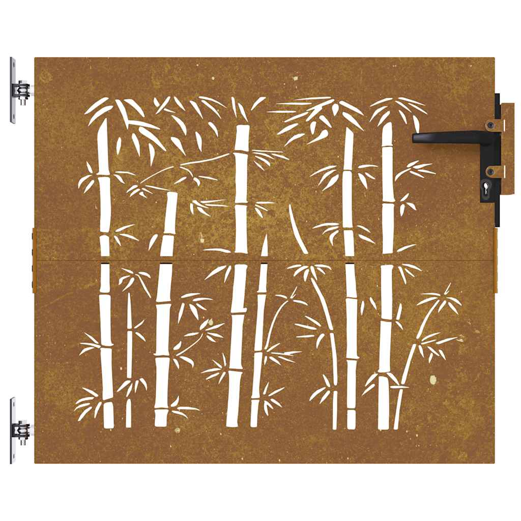 Portão de jardim 85x75 cm aço corten design bambu