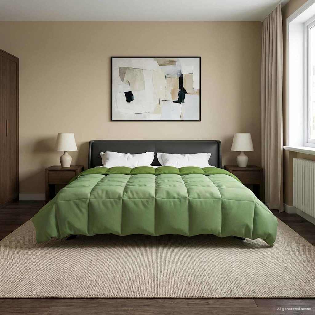 Edredom de verão simples verde 200 x 220 cm microfibra