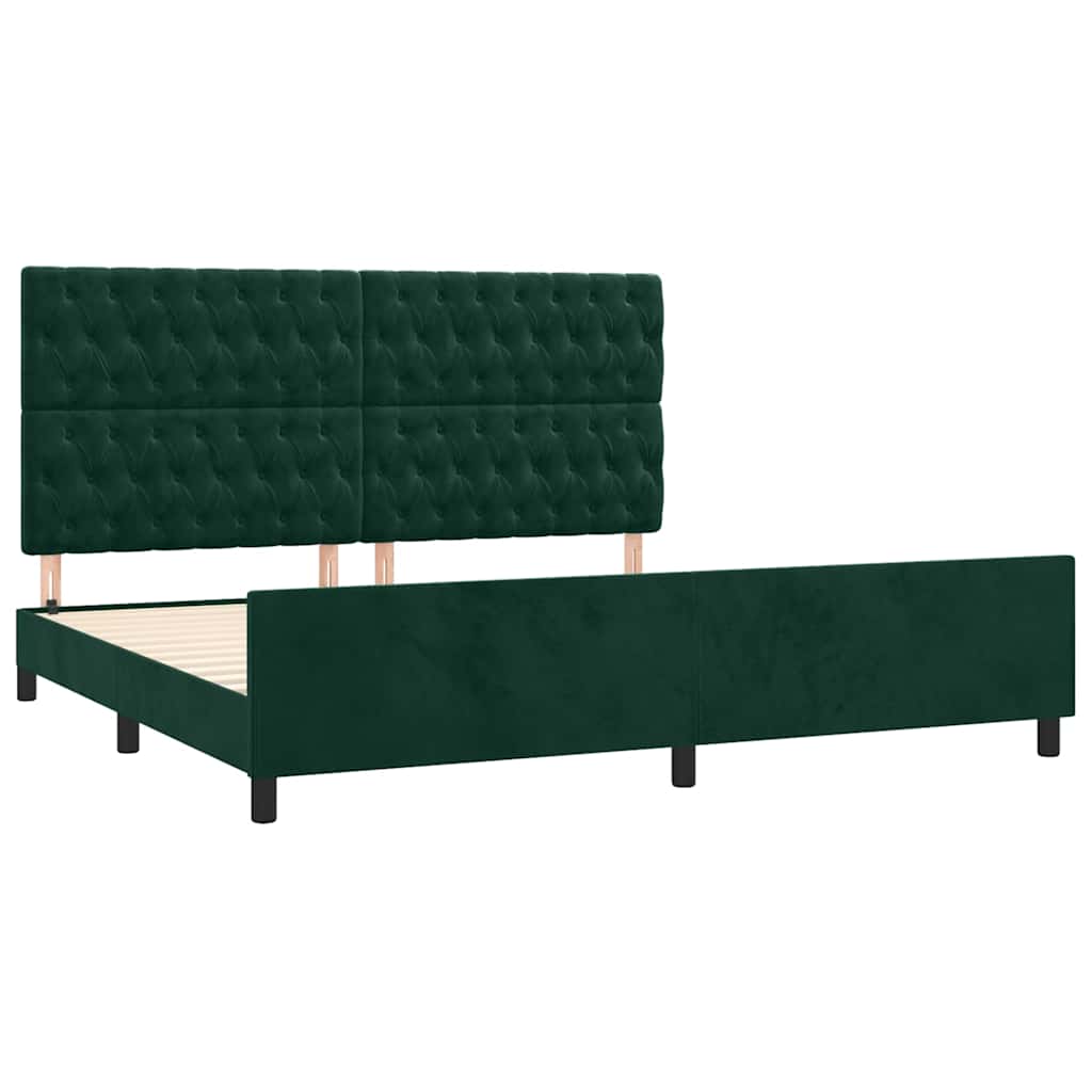 Estrutura de cama sem colchão 200x200 cm veludo verde-escuro