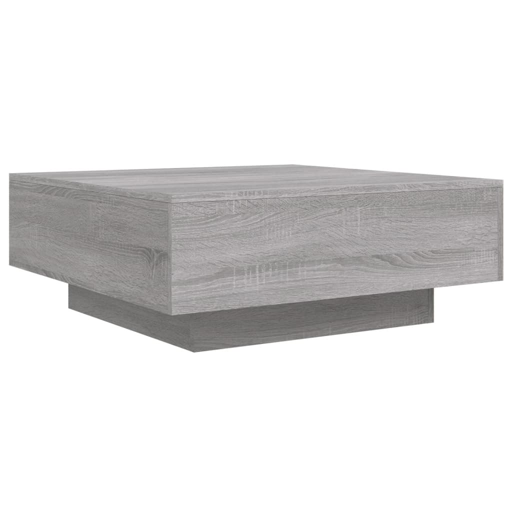 Mesa de centro com luzes LED 80x80x31 cm cinzento sonoma
