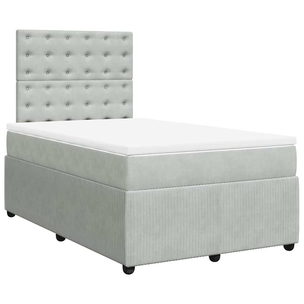 Cama boxspring c/ colchão 120x200 cm veludo cinzento-claro
