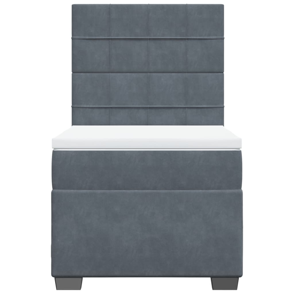Cama com molas/colchão 80x200 cm veludo cinza-escuro