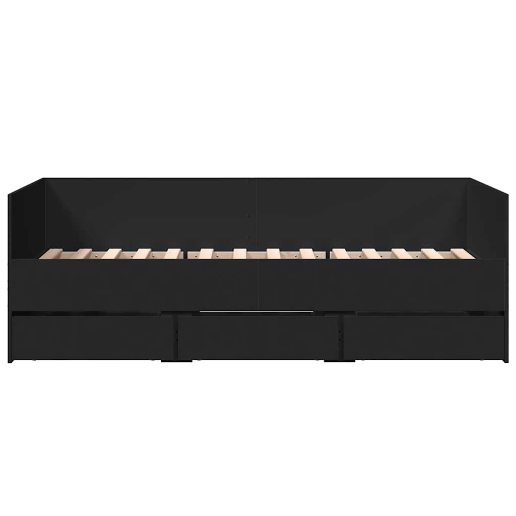 Sofá-cama com gavetas sem colchão 75x190 cm preto