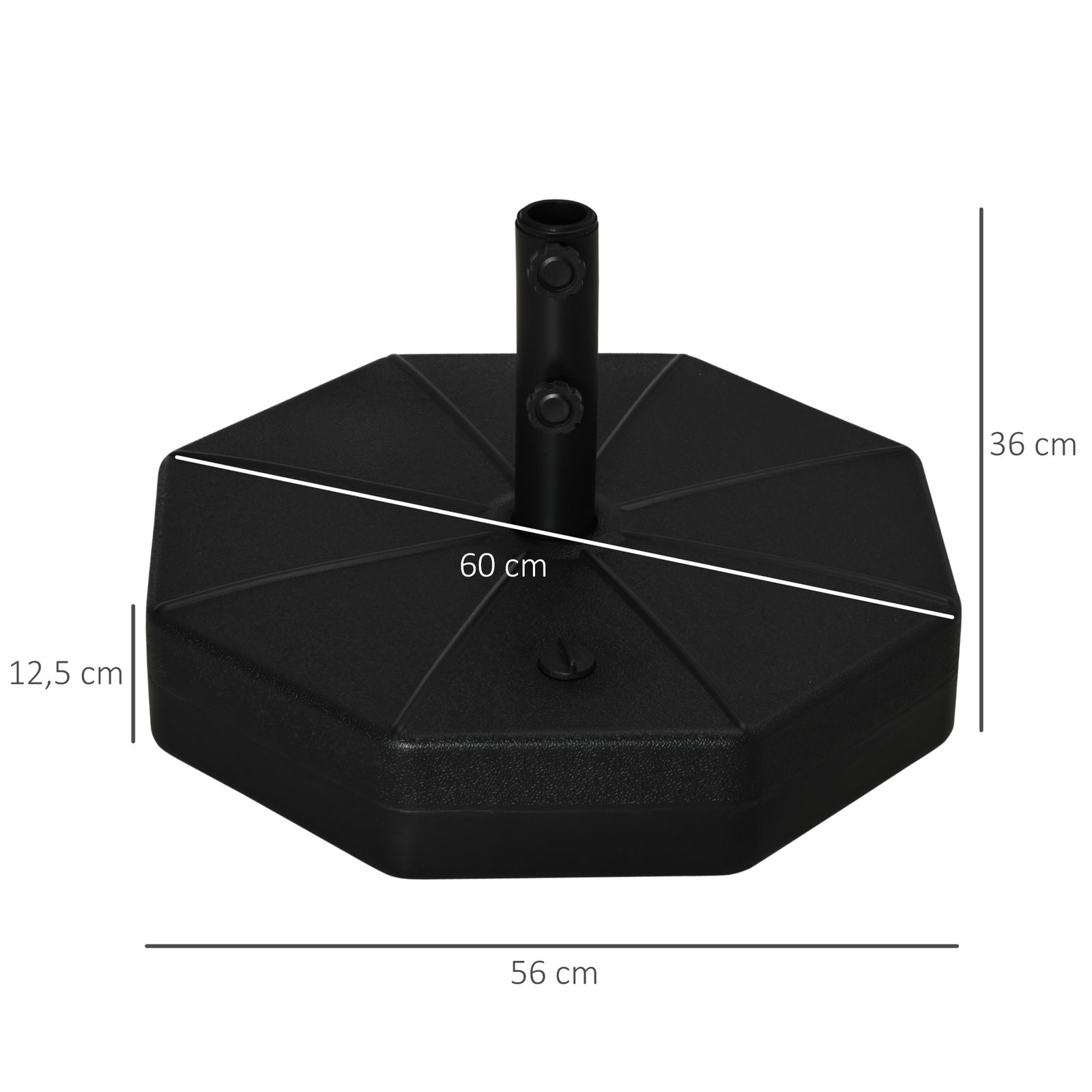 Base para Chapéu de Sol Portátil Base para Chapéu de Sol Recarregável para Mastros de Φ3,8cm e Φ4,8cm Preto