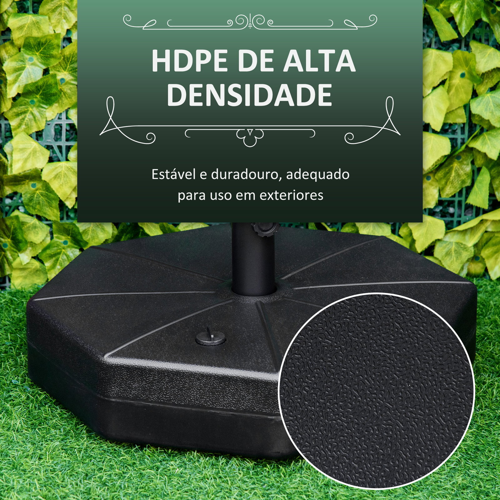 Base para Chapéu de Sol Portátil Base para Chapéu de Sol Recarregável para Mastros de Φ3,8cm e Φ4,8cm Preto