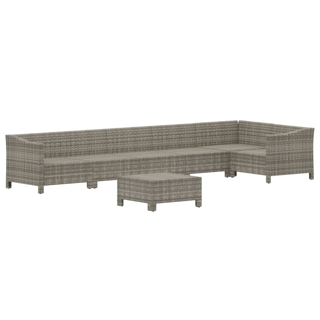 7 Pcs conjunto lounge de jardim c/ almofadões vime PE cinzento