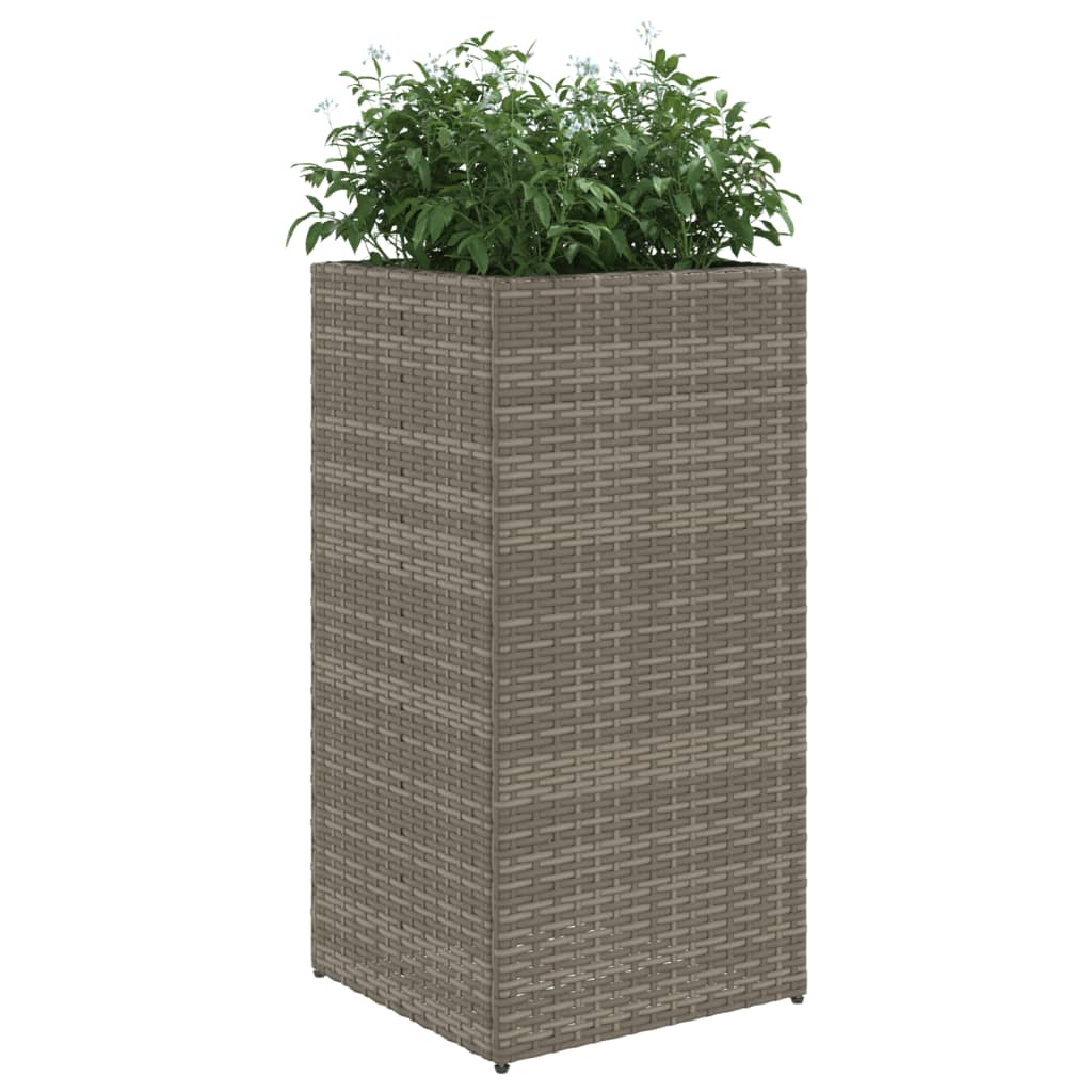 Vaso/floreira de jardim 2 pcs 40x40x80 cm vime PE cinzento