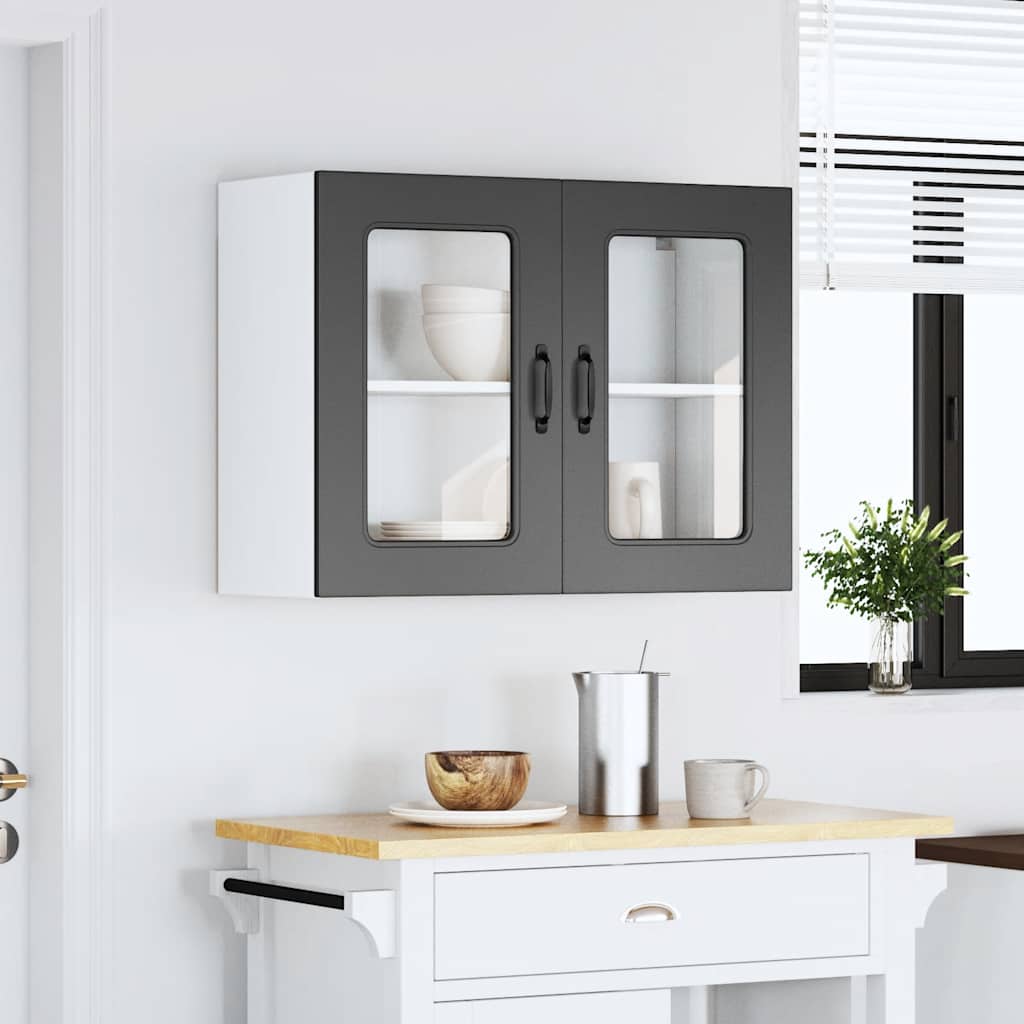 Armário de parede de cozinha porta vidro kalmar preto