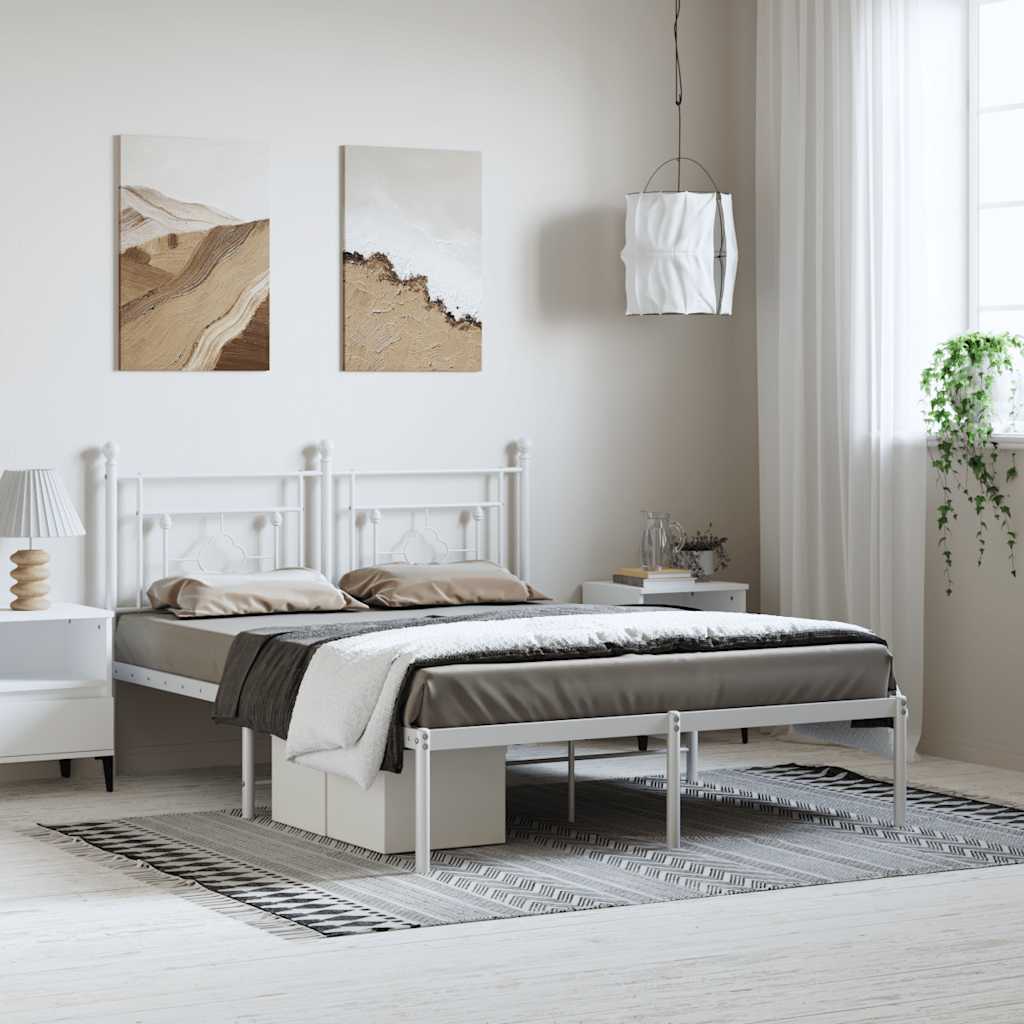 Estrutura de cama com cabeceira 150x200 cm metal branco