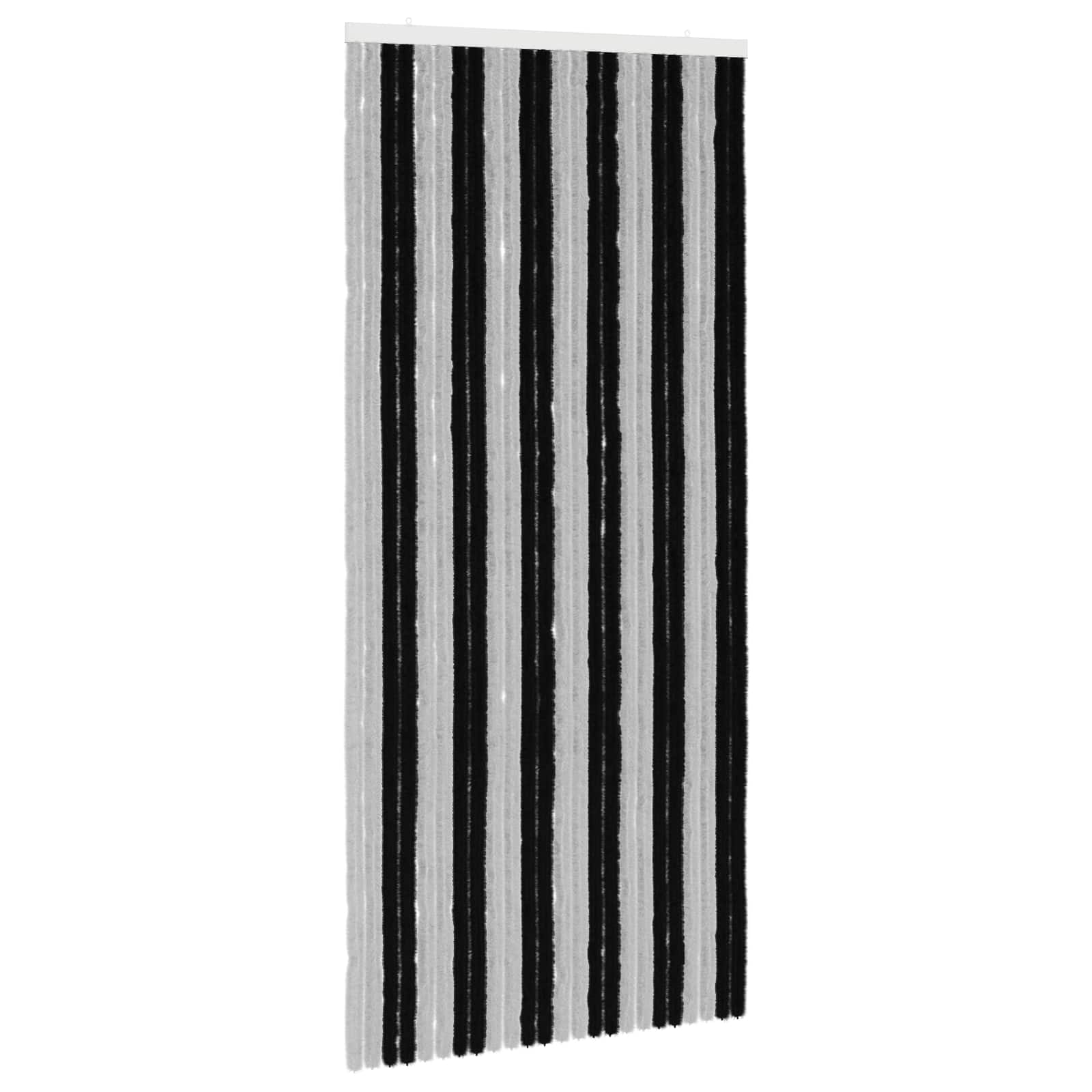 Cortina de insetos chenille cinza e preto 100 x 220 cm 100% PP