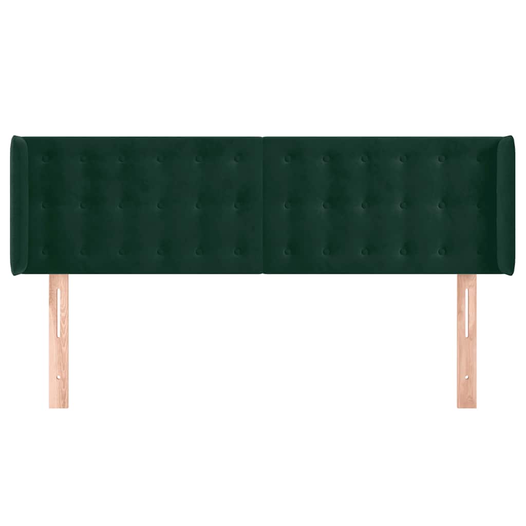 Cabeceira de cama c/ abas tecido 147x16x78/88cm verde-escuro