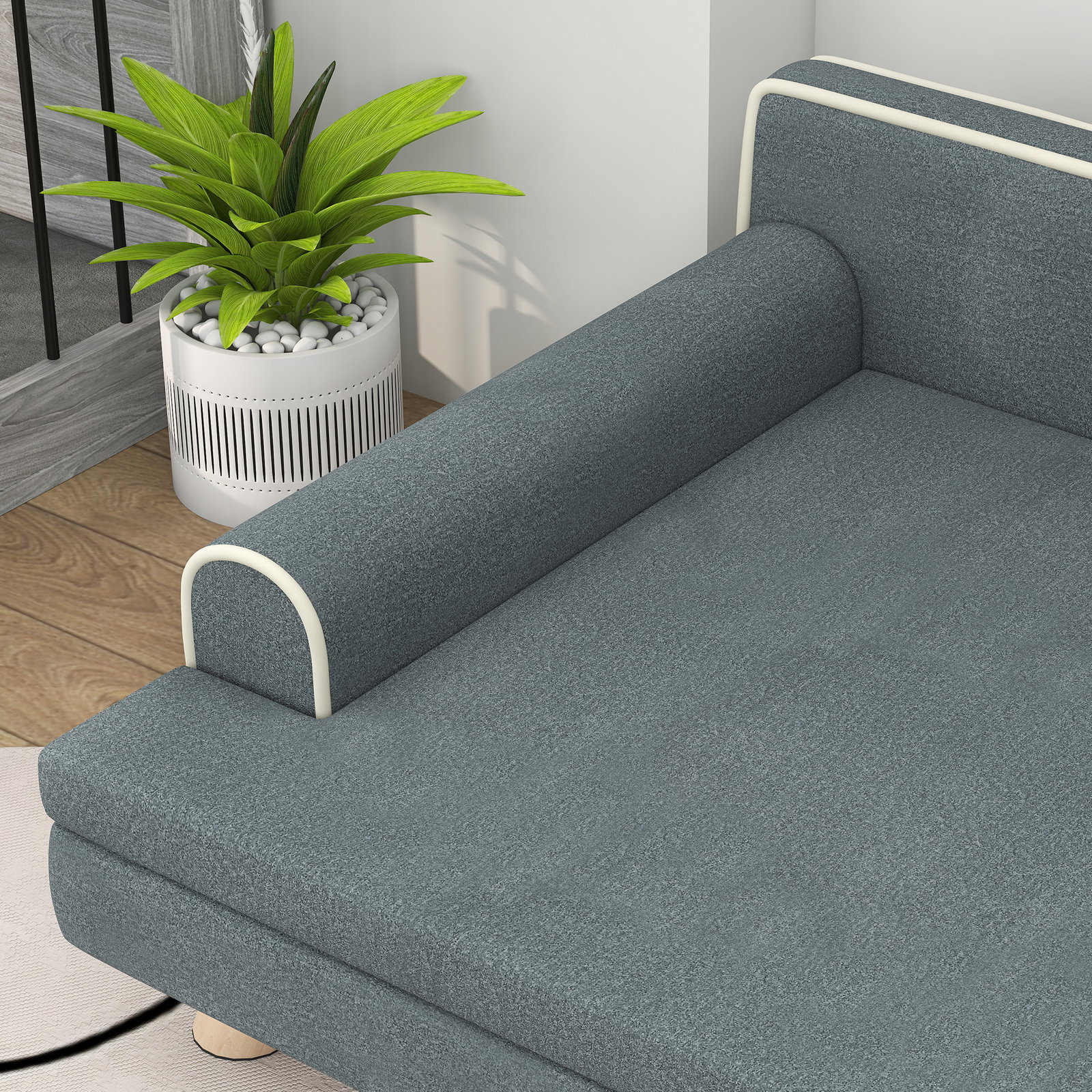 Cama elevada para cães grandes e médios 100x62x32 cm revestimento em chenille com almofada lavável cinza escuro