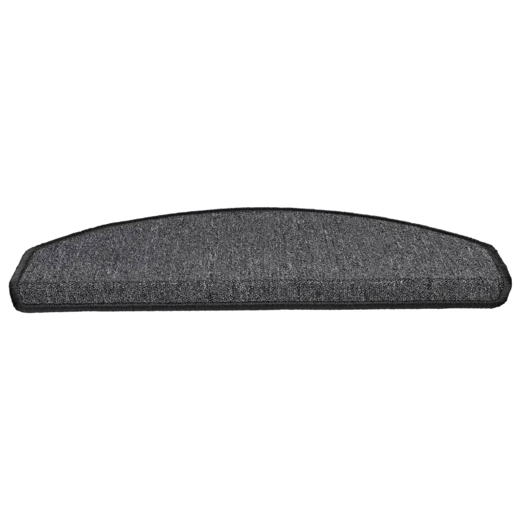 Tapetes de escada 10 peças 65x24x4 cm antracite meio redondo grande