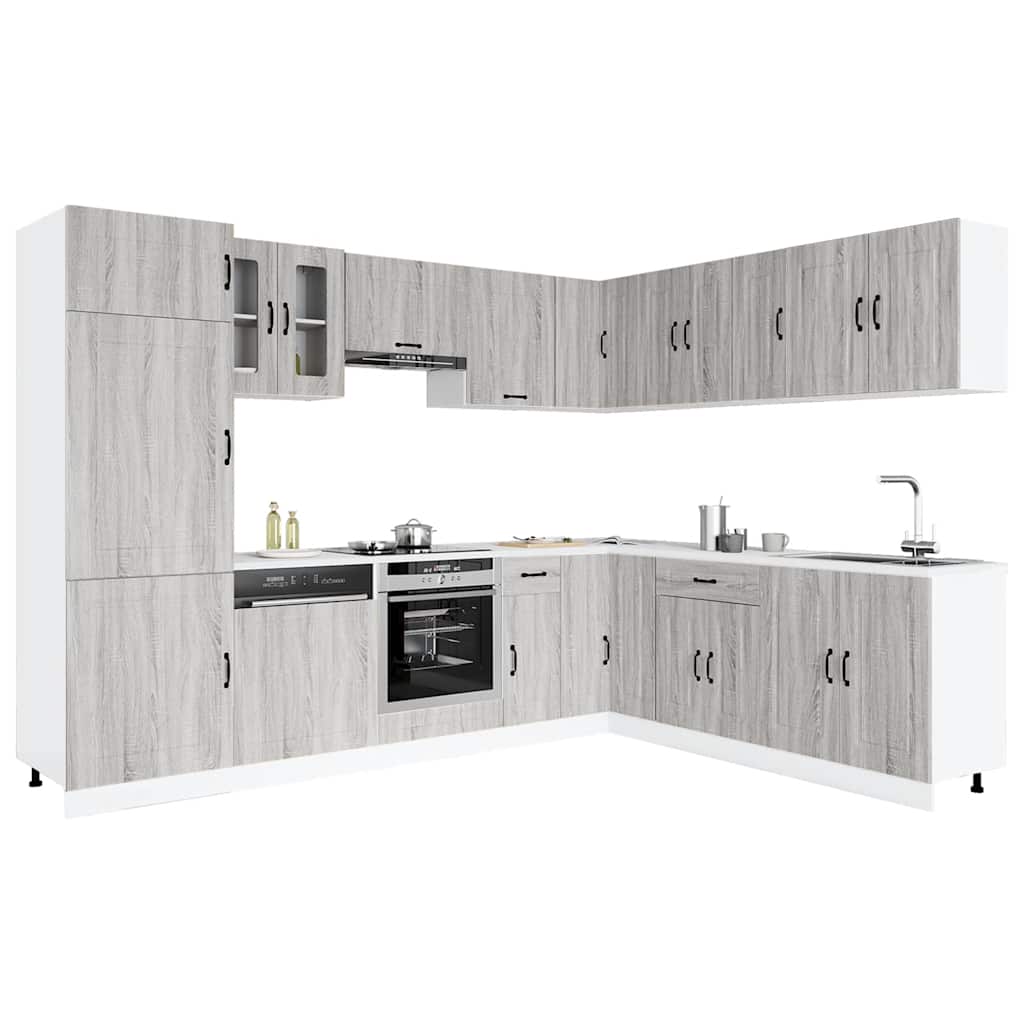 14 Peças armário de cozinha conjunto kalmar cinza sonoma