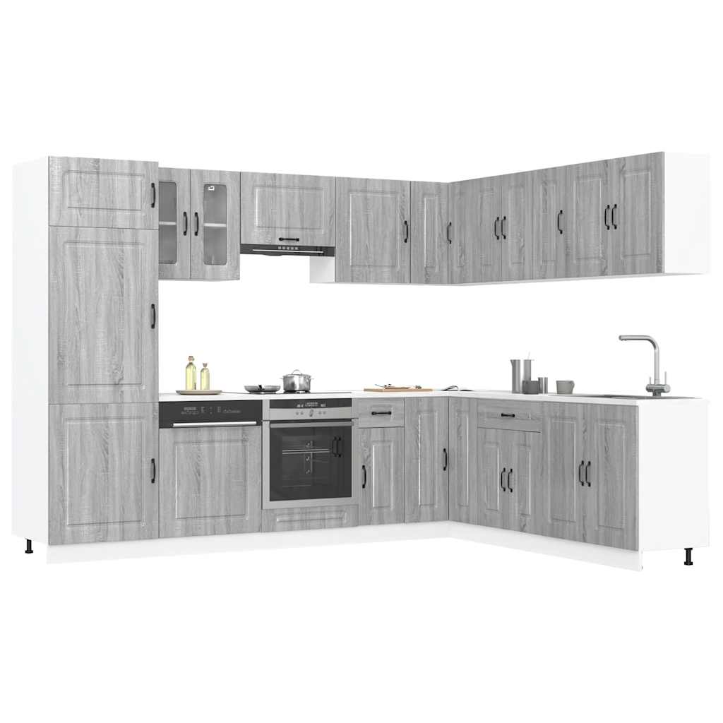 14 Peças armário de cozinha conjunto kalmar cinza sonoma