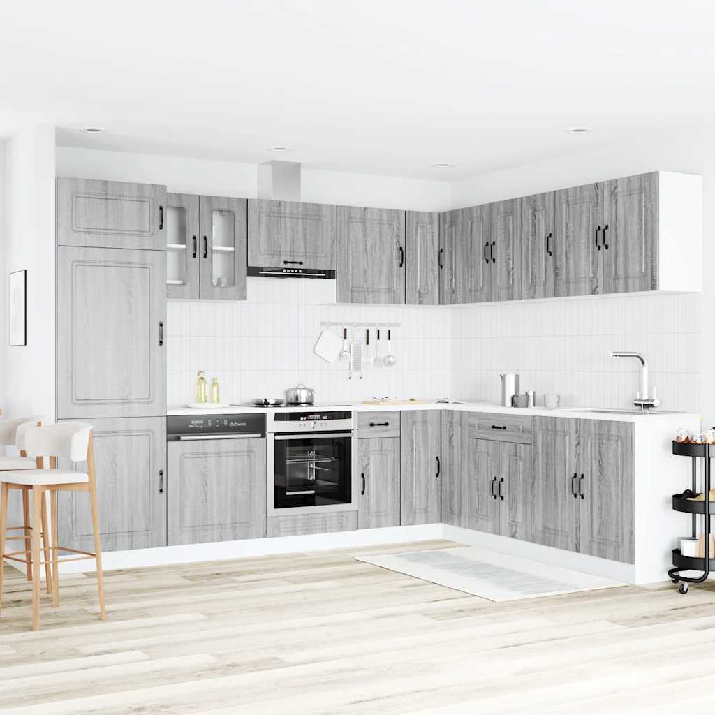 14 Peças armário de cozinha conjunto kalmar cinza sonoma