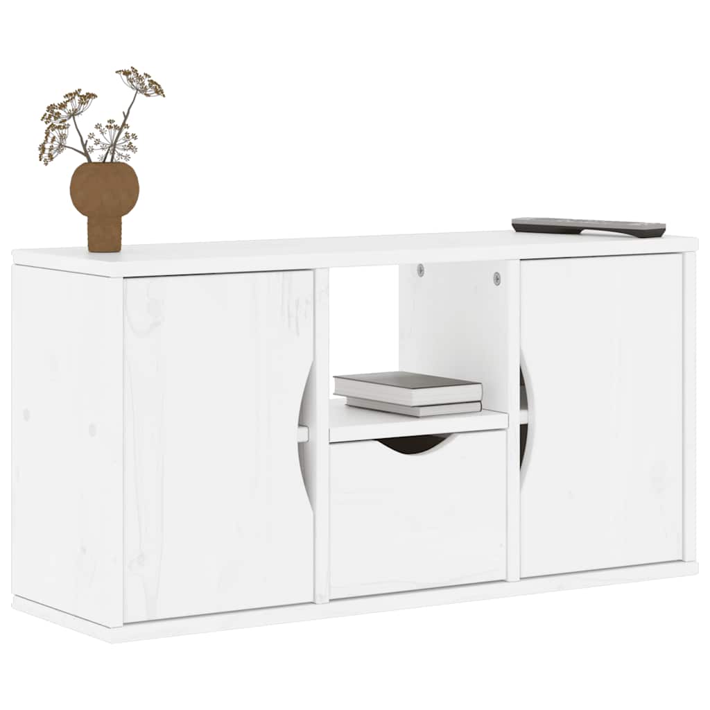 Armário para TV com gaveta odda madeira maciça de pinho branco