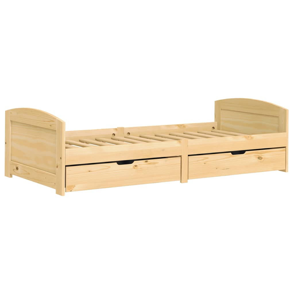 Sofá-cama com 2 gavetas 90x200 cm madeira de pinho maciça irun