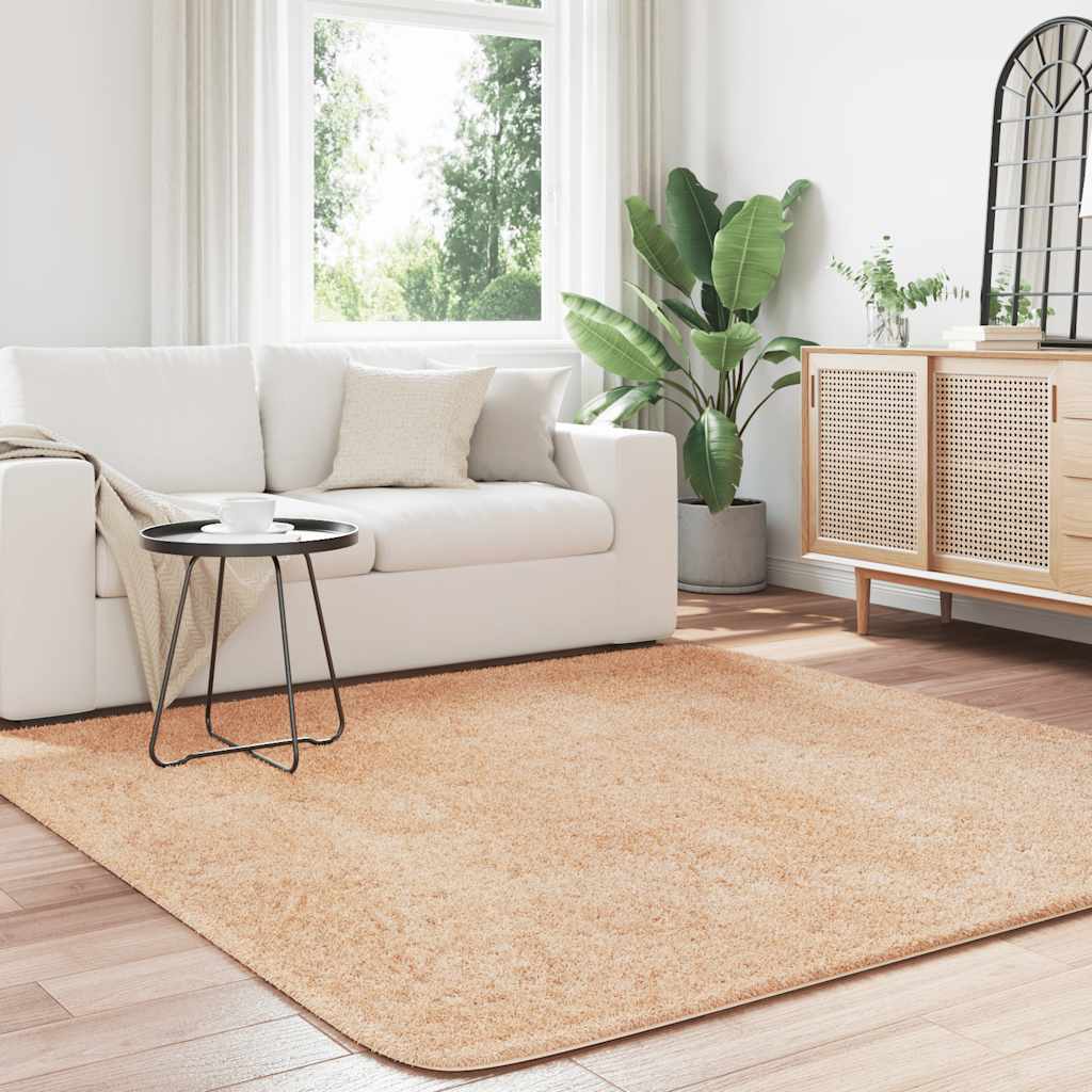 Tapete shaggy de pelo alto navarra 200x200 cm poliéster bege