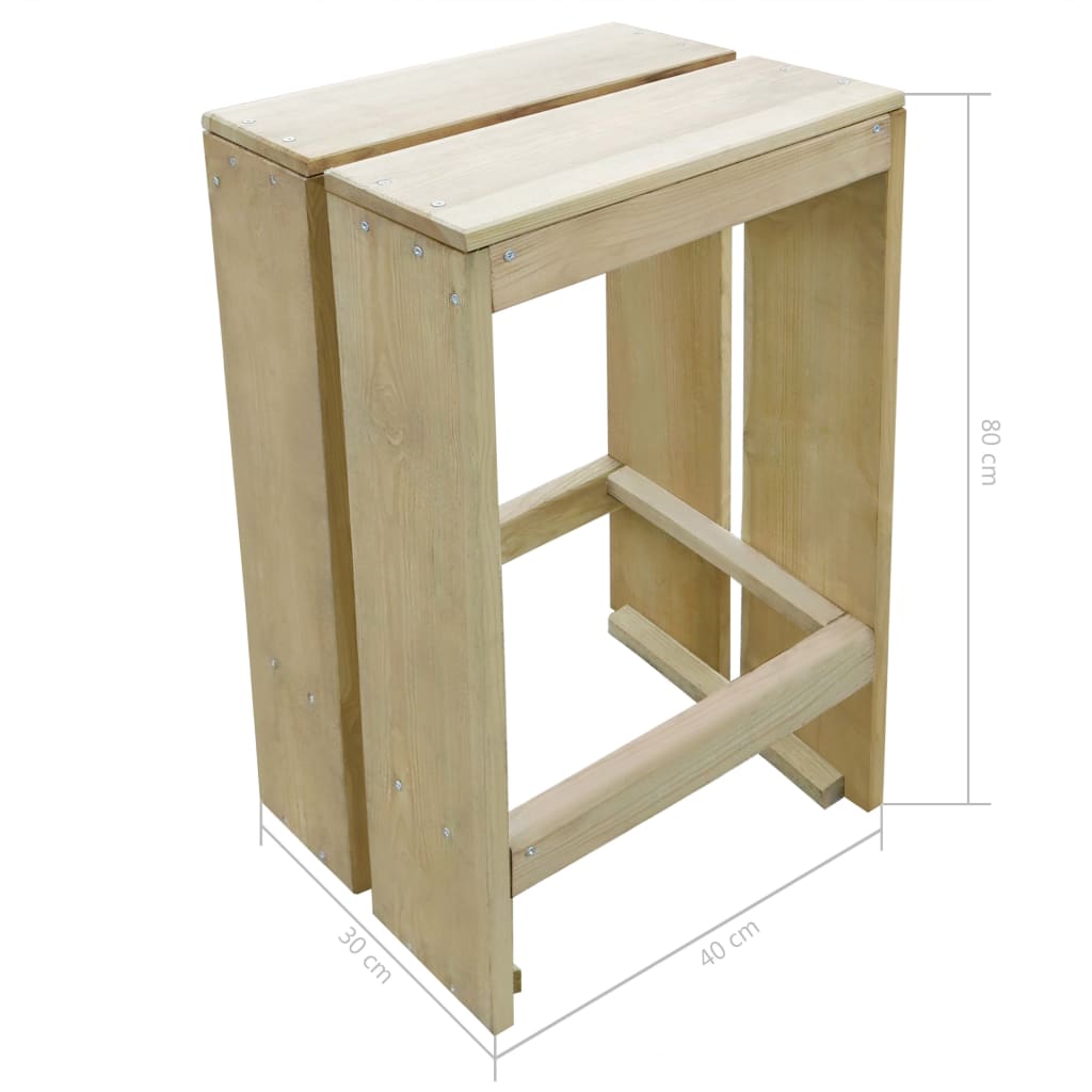 Bancos de bar para exterior 2 pcs pinho impregnado