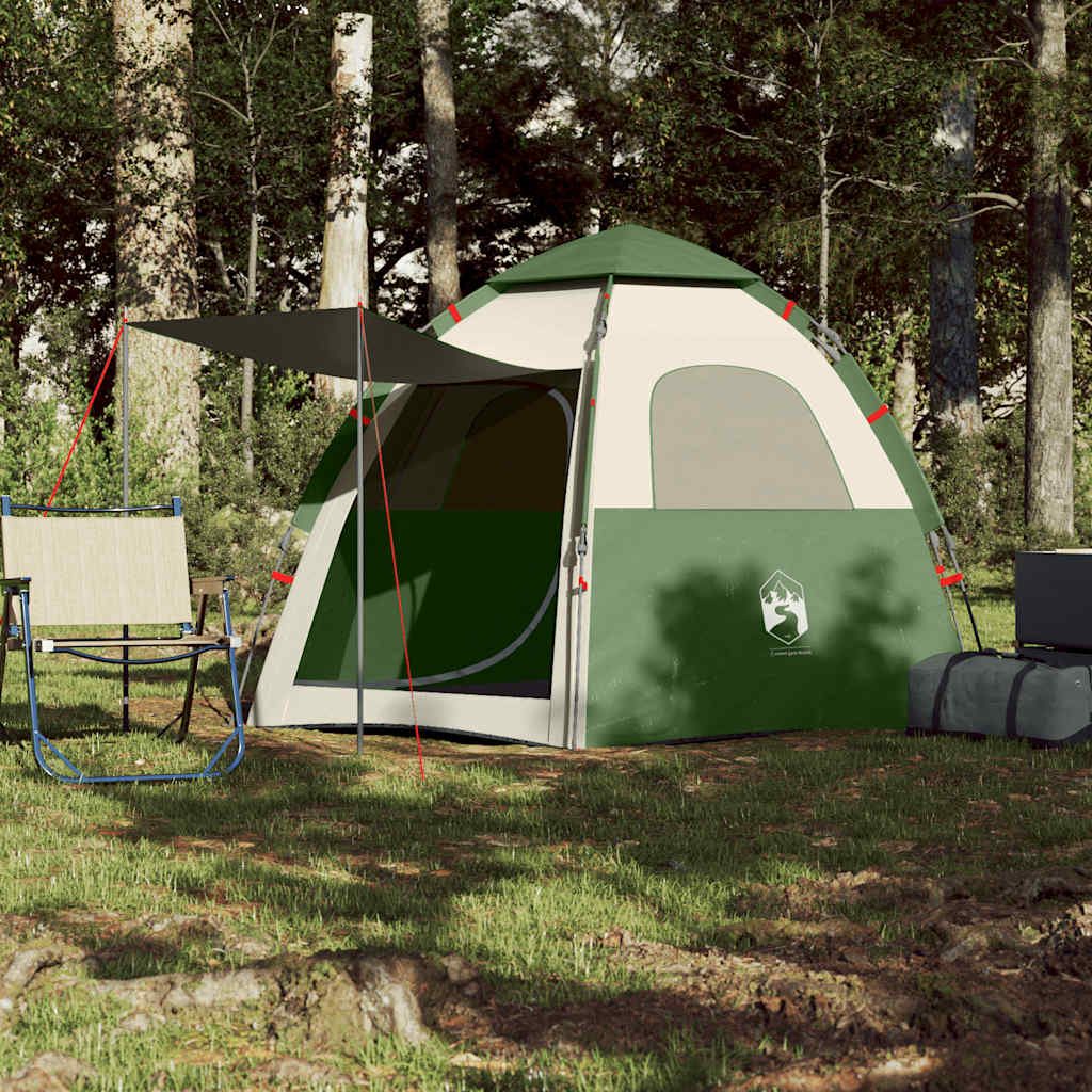 Tenda de campismo cabana para 4 pessoas libertação rápida verde