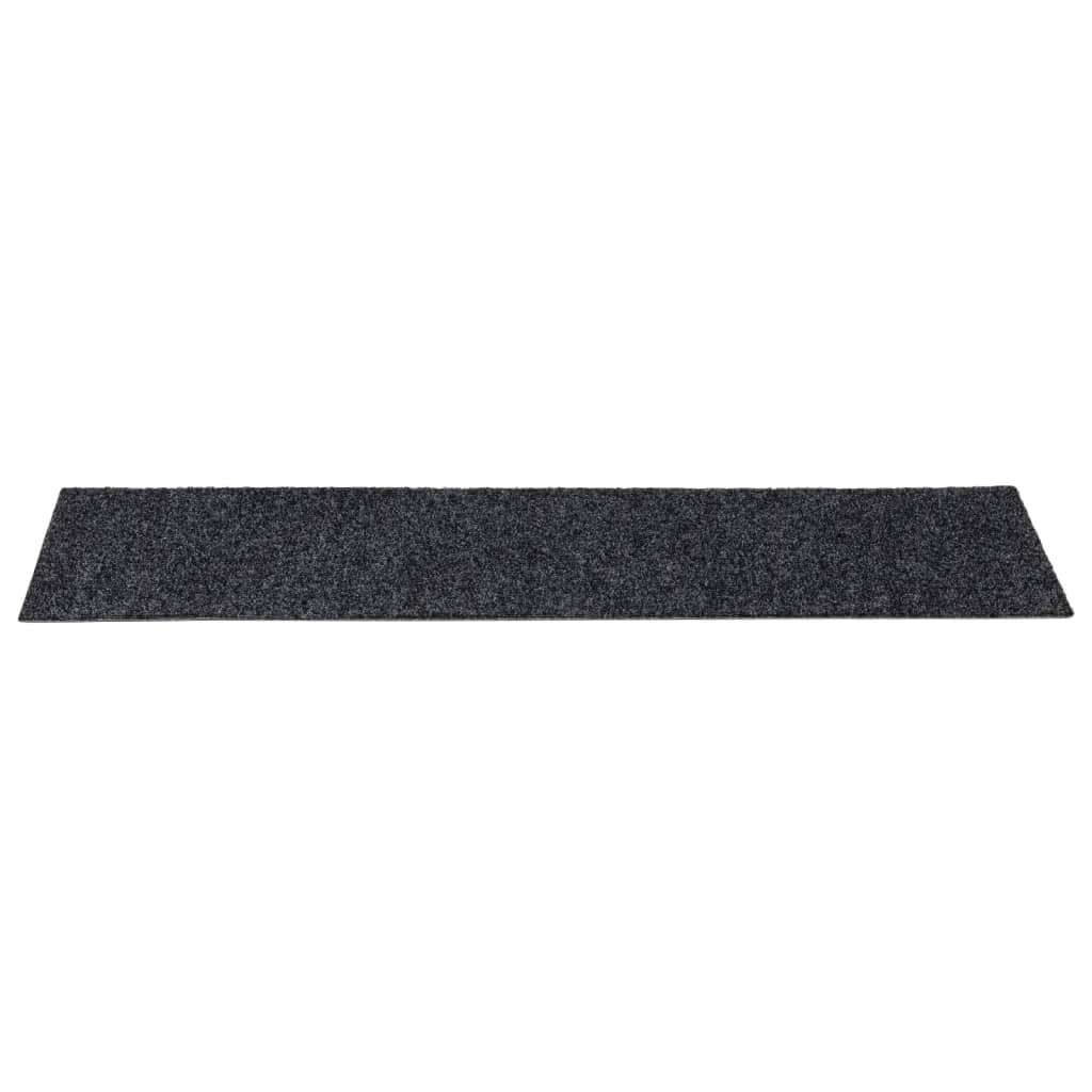 Tapetes de escada autoadesivos 15 peças 76x20 cm cinzento escuro retangulares