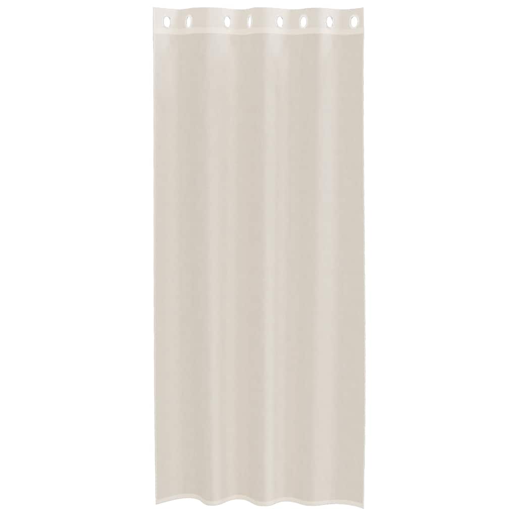 Cortinas de voile com ilhós 2 pcs creme 140x245 cm