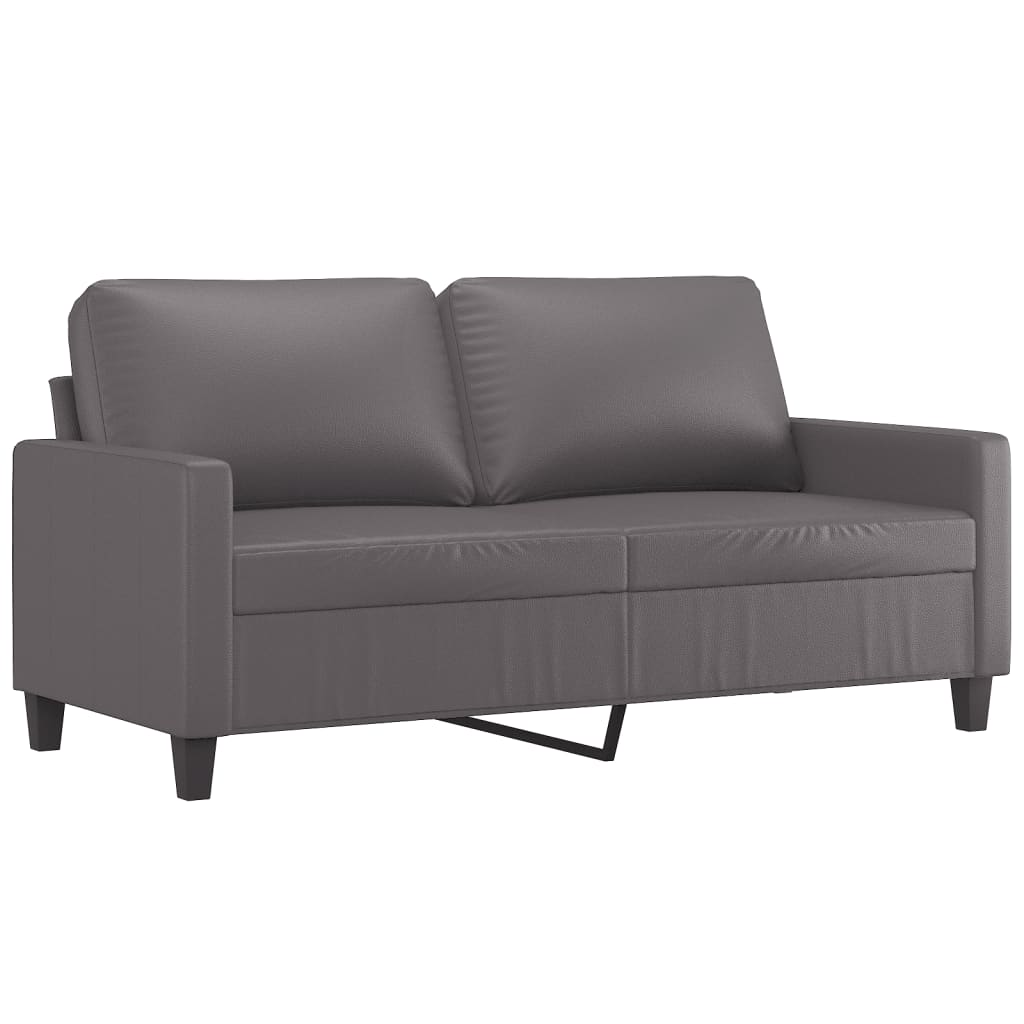 3 Pcs conjunto de sofás c/ almofadões couro artificial cinzento